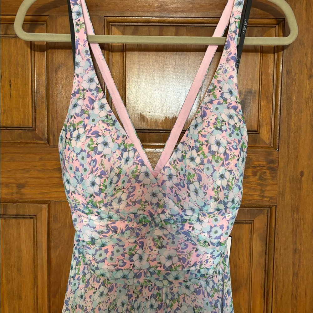 Laundry By Shelli Segal Pastel Floral V-Neck Maxi Dress - Picture 2 of 5